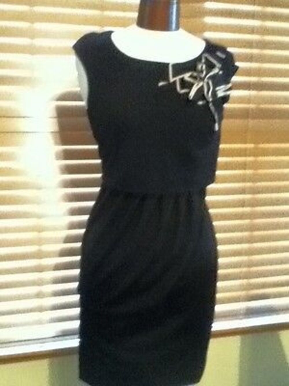 Moschino Women's Dress Cheap Chic Black Jersey Ribbon Detail Size 8 NWOT